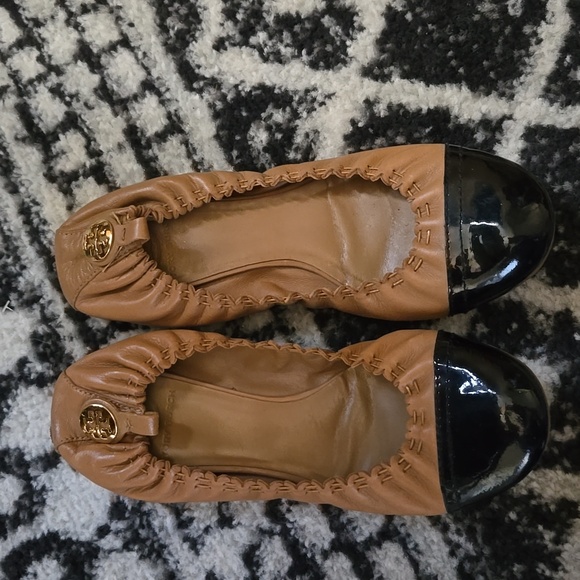 Tory Burch Shoes - Tory Burch Patent Leather and Tan Ballet flats